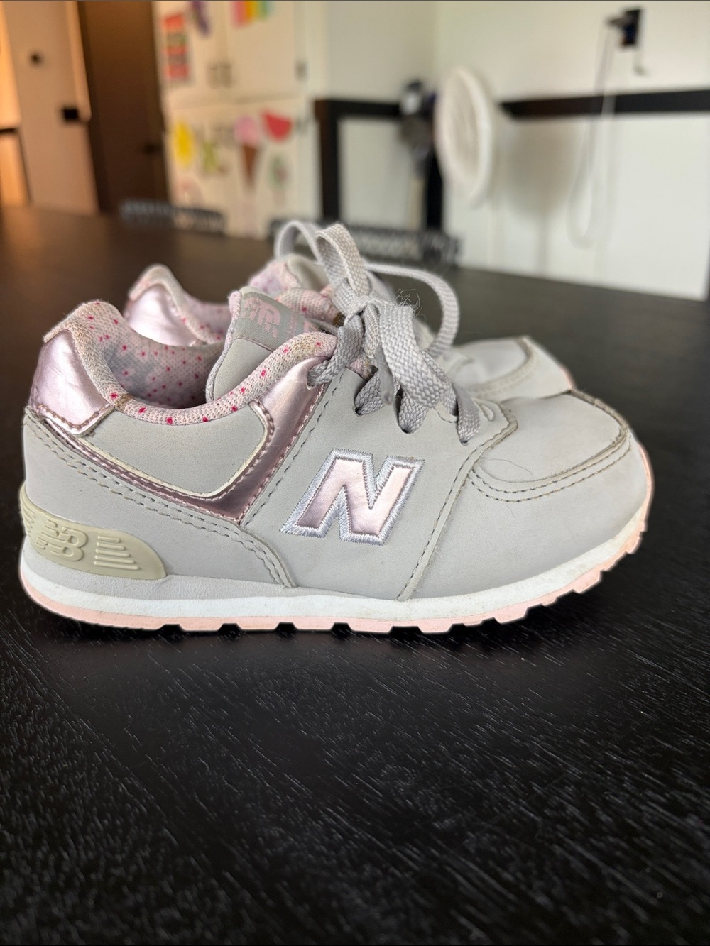 New Balance Toddler Girls Gray and Pink Sneakers